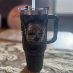Black Rhinestone Tumbler with Handle